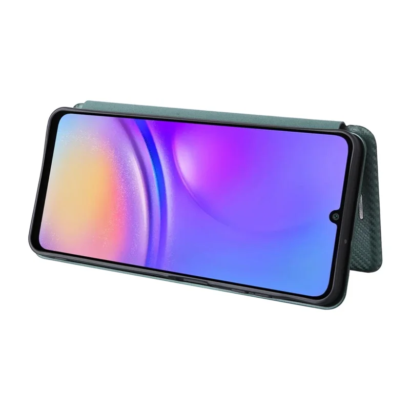 For Samsung Galaxy A06 4G Case Carbon Fiber Texture Drop-Proof PU Leather Phone Cover - Green