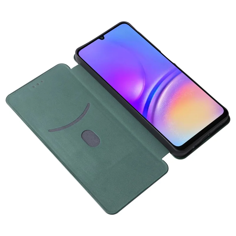 For Samsung Galaxy A06 4G Case Carbon Fiber Texture Drop-Proof PU Leather Phone Cover - Green