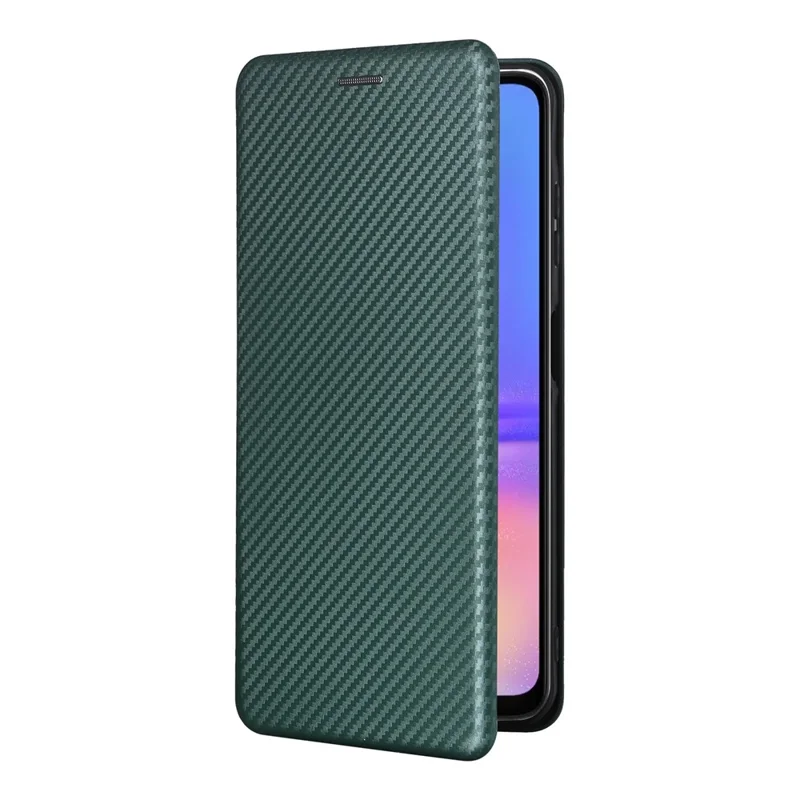For Samsung Galaxy A06 4G Case Carbon Fiber Texture Drop-Proof PU Leather Phone Cover - Green