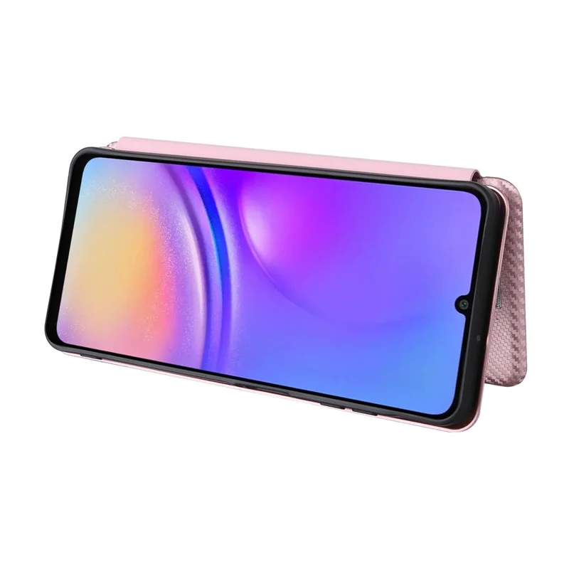 For Samsung Galaxy A06 4G Case Carbon Fiber Texture Drop-Proof PU Leather Phone Cover - Rose Gold
