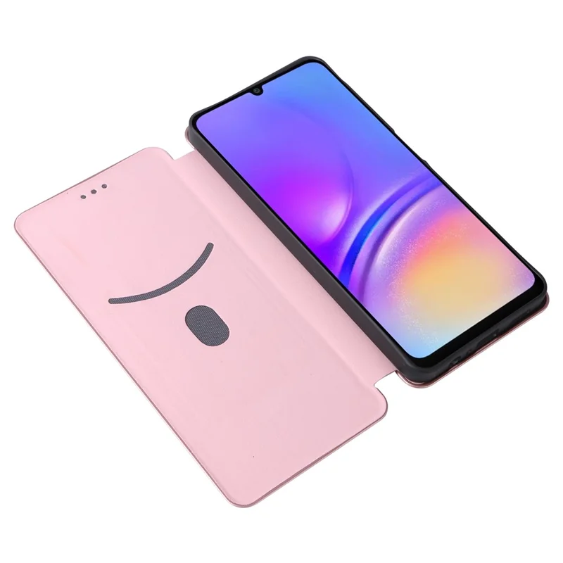 For Samsung Galaxy A06 4G Case Carbon Fiber Texture Drop-Proof PU Leather Phone Cover - Rose Gold