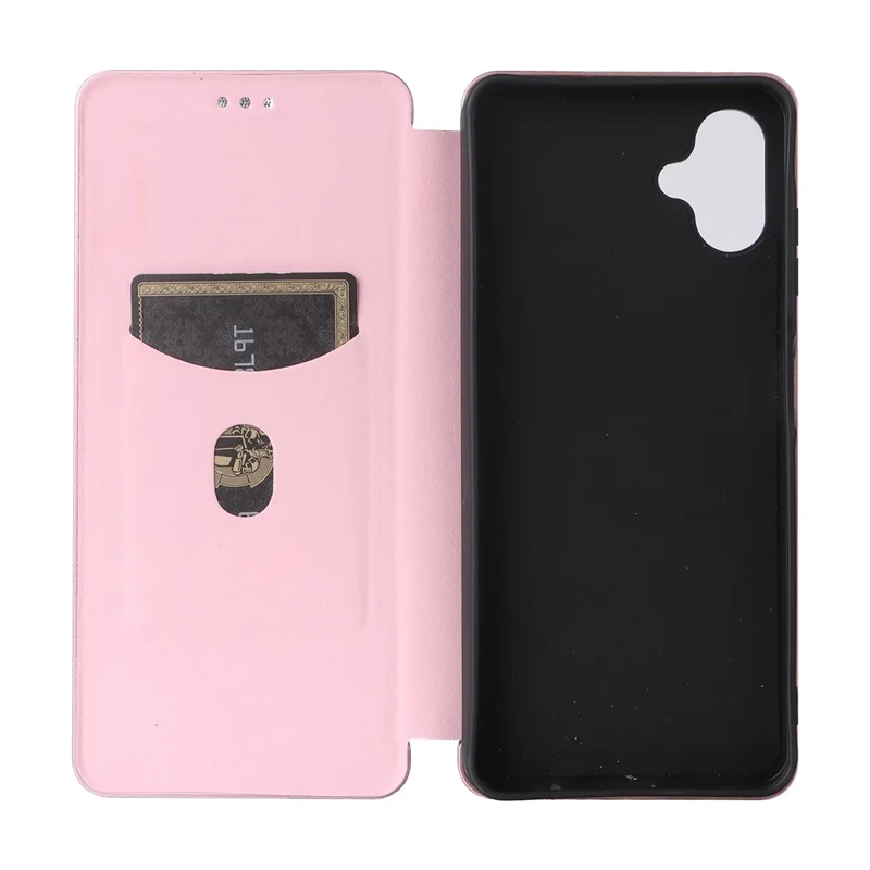 For Samsung Galaxy A06 4G Case Carbon Fiber Texture Drop-Proof PU Leather Phone Cover - Rose Gold