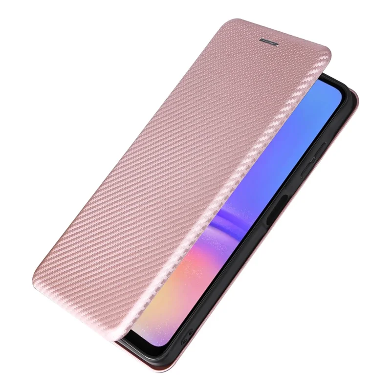 For Samsung Galaxy A06 4G Case Carbon Fiber Texture Drop-Proof PU Leather Phone Cover - Rose Gold