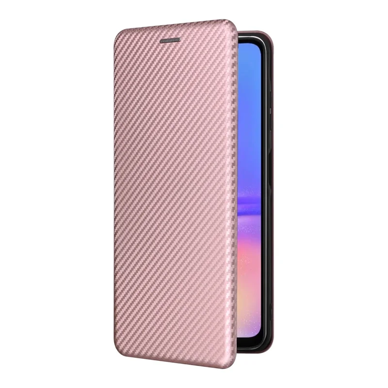 For Samsung Galaxy A06 4G Case Carbon Fiber Texture Drop-Proof PU Leather Phone Cover - Rose Gold