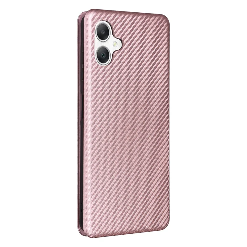 For Samsung Galaxy A06 4G Case Carbon Fiber Texture Drop-Proof PU Leather Phone Cover - Rose Gold