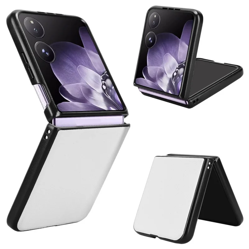 For Xiaomi Mix Flip 5G Case Carbon Fiber Texture Shockproof PU+PC Phone Cover - White