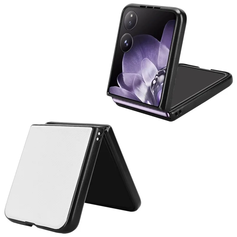 For Xiaomi Mix Flip 5G Case Carbon Fiber Texture Shockproof PU+PC Phone Cover - White