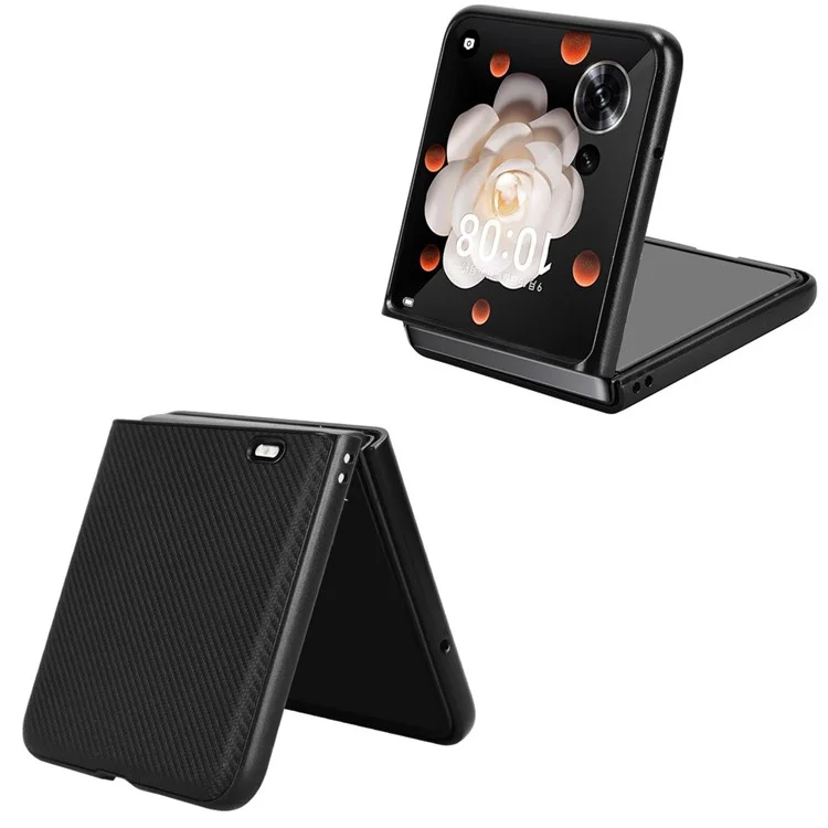 Para Honra Magic V Flip 5G Case de Fibra de Carbono Textura de Textura PU+PC Tampa do Telefone pc - Preto
