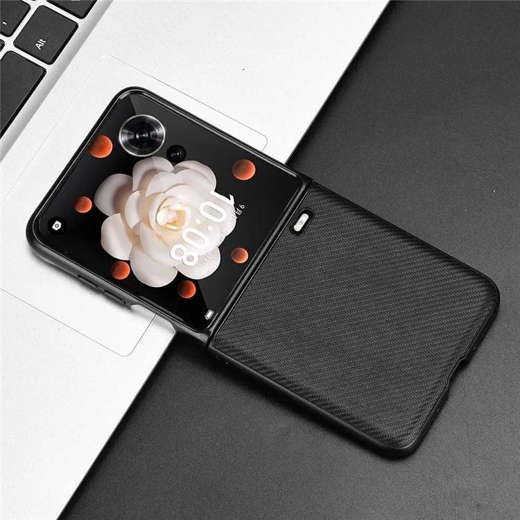 Para Honra Magic V Flip 5G Case de Fibra de Carbono Textura de Textura PU+PC Tampa do Telefone pc - Preto