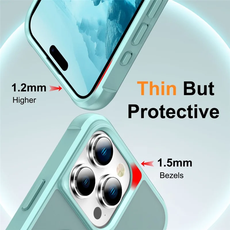 For iPhone 16 Pro Max Case Compatible with MagSafe Ring Holder Kickstand TPU+PC Phone Cover - Lake Blue