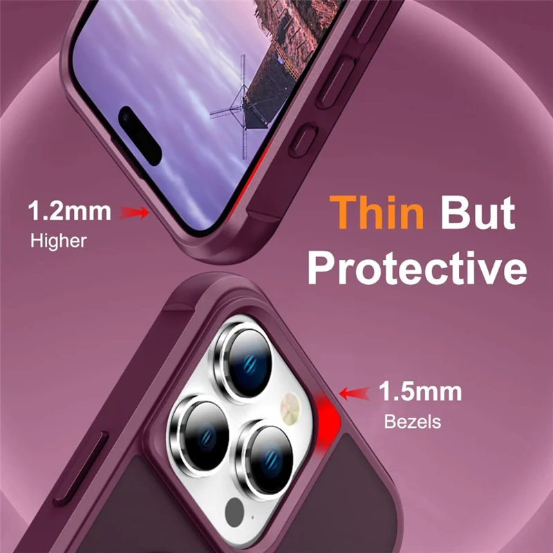 For iPhone 16 Pro Max Case Compatible with MagSafe Ring Holder Kickstand TPU+PC Phone Cover - Wine Red