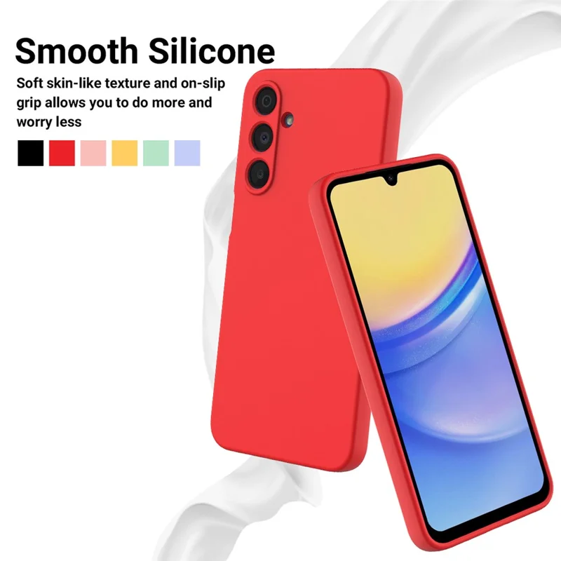 For Samsung Galaxy A16 5G / A16 4G Case Liquid Silicone Anti-Scratch Phone Cover with Hand Strap - Red