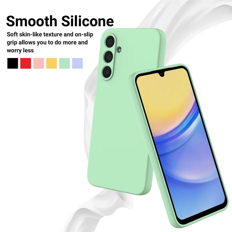 For Samsung Galaxy A16 5G / A16 4G Case Liquid Silicone Anti-Scratch Phone Cover with Hand Strap - Green