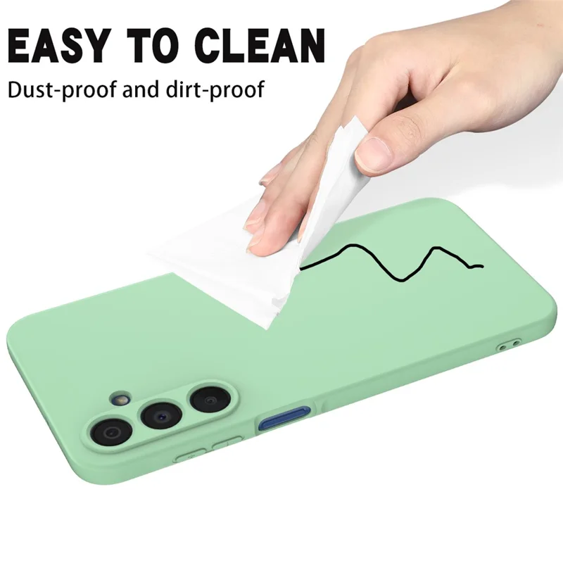 For Samsung Galaxy A16 5G / A16 4G Case Liquid Silicone Anti-Scratch Phone Cover with Hand Strap - Green