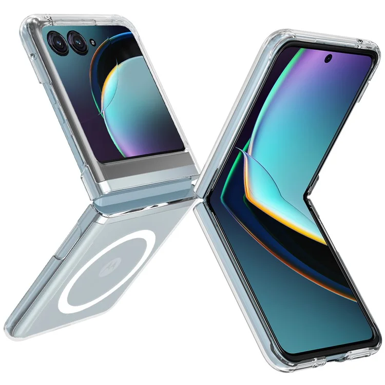 Для Motorola Razr 50 5G прозрачный чехол ТПУ + акриловый магнитный чехол для телефона, совместимый с MagSafe