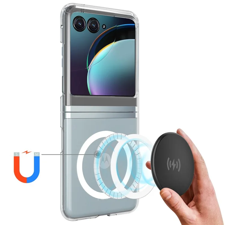 Для Motorola Razr 50 5G прозрачный чехол ТПУ + акриловый магнитный чехол для телефона, совместимый с MagSafe