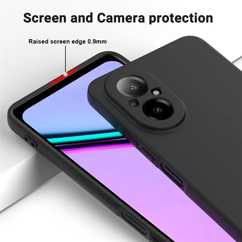 Para Realme 12 Lite 4G Case Liquid Silicone Anti-scratch Telephip Cover Con Correa de Mano - Negro