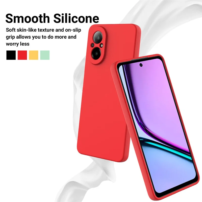 For Realme 12 Lite 4G Case Liquid Silicone Anti-Scratch Phone Cover with Hand Strap - Red