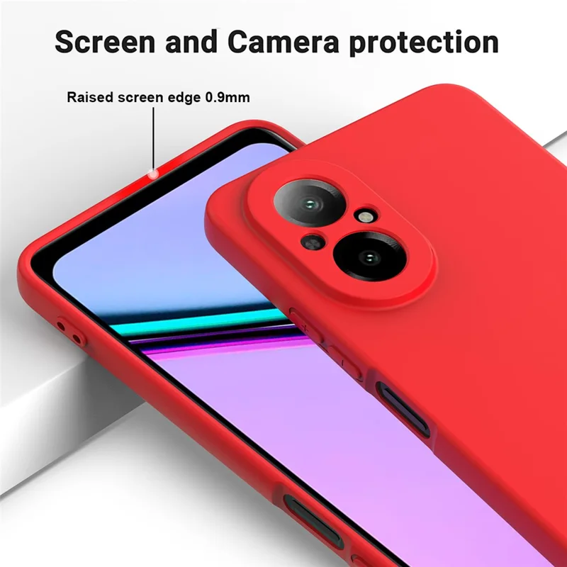 For Realme 12 Lite 4G Case Liquid Silicone Anti-Scratch Phone Cover with Hand Strap - Red