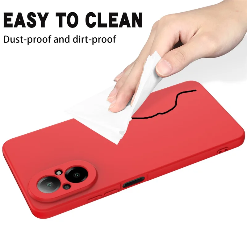 For Realme 12 Lite 4G Case Liquid Silicone Anti-Scratch Phone Cover with Hand Strap - Red