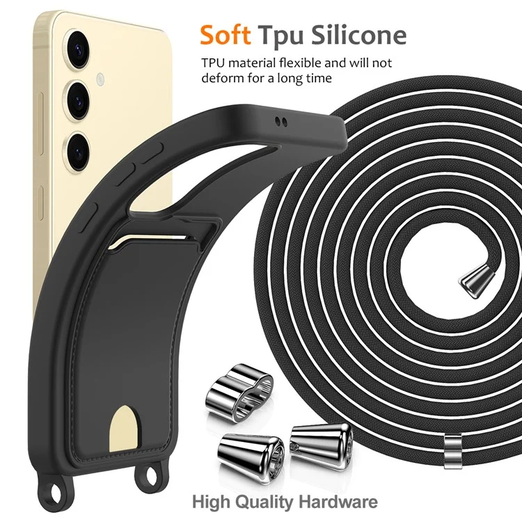 Per Samsung Galaxy S23 fe Case Liquid Subrit Copertura Del Telefono Con Cordino Con Cordino - Nero