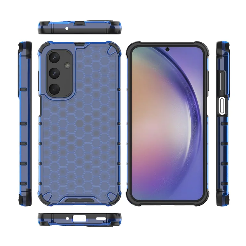 For Samsung Galaxy M35 5G Case PC+TPU Phone Cover Honeycomb Shape - Blue