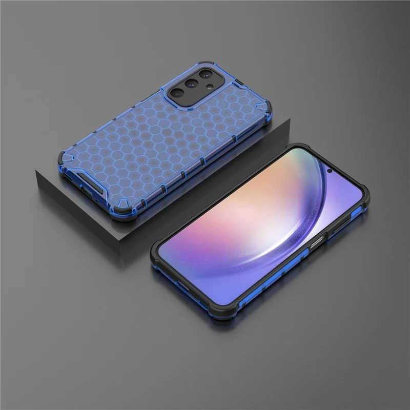 For Samsung Galaxy M35 5G Case PC+TPU Phone Cover Honeycomb Shape - Blue