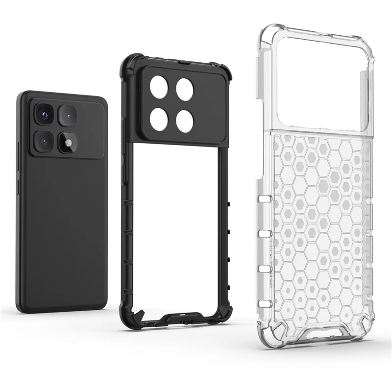 For Xiaomi Redmi K70 Ultra Case PC+TPU Phone Cover Honeycomb Shape - Grey