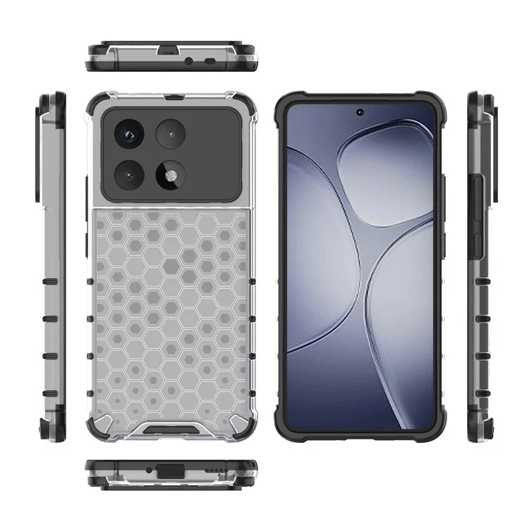 For Xiaomi Redmi K70 Ultra Case PC+TPU Phone Cover Honeycomb Shape - Grey