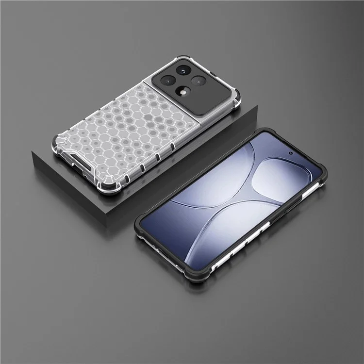 For Xiaomi Redmi K70 Ultra Case PC+TPU Phone Cover Honeycomb Shape - Grey