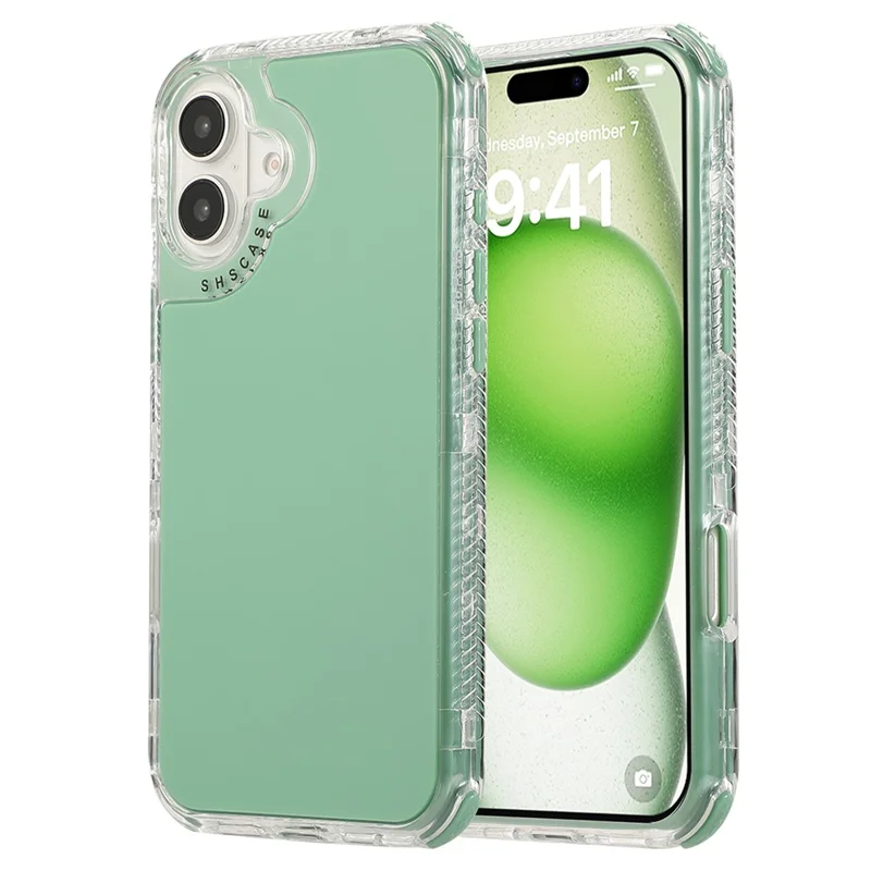 Voor iPhone 16 Plus hoesje 3-in-1 valbestendig PC+TPU telefoonhoesje - Donkergroen