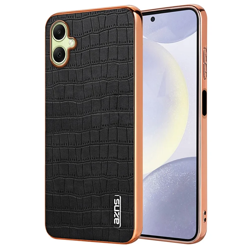 AZNS For Samsung Galaxy A06 4G Case Electroplating Crocodile Texture PU+TPU Phone Cover - Black