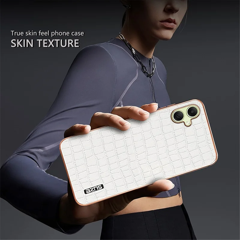 AZNS For Samsung Galaxy A06 4G Case Electroplating Crocodile Texture PU+TPU Phone Cover - Black