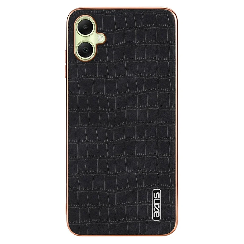 AZNS For Samsung Galaxy A06 4G Case Electroplating Crocodile Texture PU+TPU Phone Cover - Black