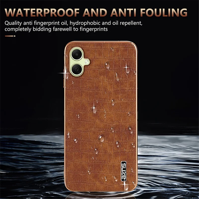 AZNS For Samsung Galaxy A06 4G Case Electroplating Crocodile Texture PU+TPU Phone Cover - Black