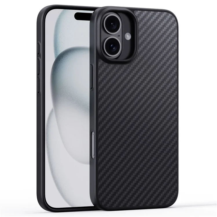 Funda Compatible con iPhone 16 MagSafe a Prueba de Golpes TPU+Fibra de Aramida Cubierta de Teléfono Textura de Fibra de Carbono
