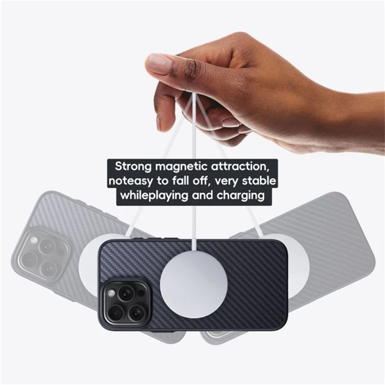 Funda Compatible con iPhone 16 MagSafe a Prueba de Golpes TPU+Fibra de Aramida Cubierta de Teléfono Textura de Fibra de Carbono