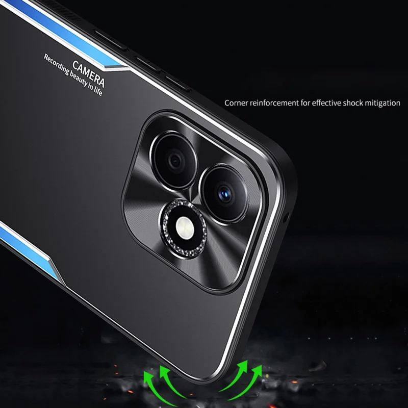For Honor X60i 5G Case Aluminum Alloy + TPU Shockproof Phone Cover - Blue