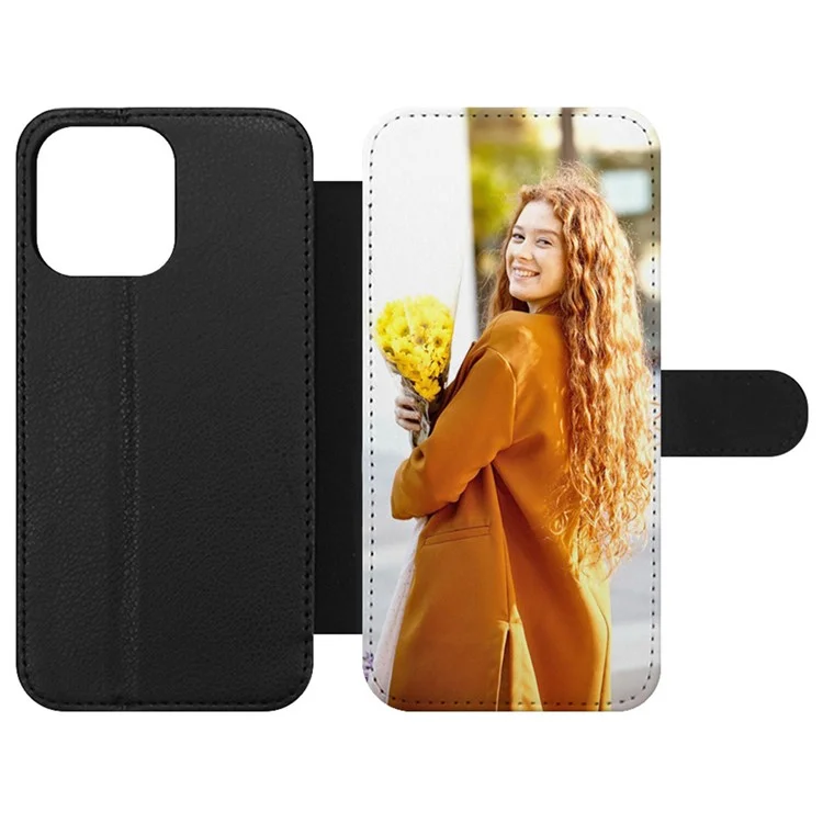 For iPhone 16 Pro Case PU Leather Sublimation Blank Smart Phone Cover with Card Holder