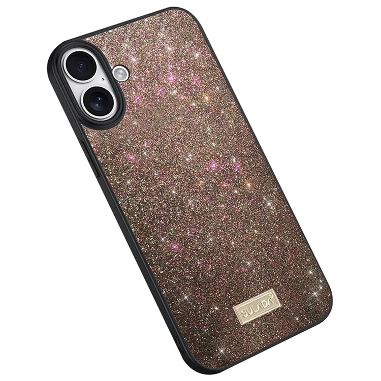 Чехол SULADA для iPhone 16 Plus, выполненный из искусственной кожи, пластика и термопластичного полиуретана, с блестящими пайетками - разноцветный