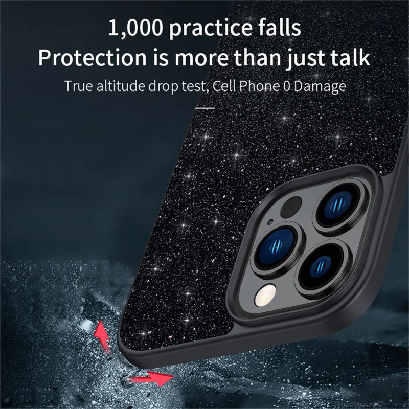 SULADA For iPhone 16 Pro Case PU Leather+PC+TPU Glitter Sequins Back Phone Cover - Red