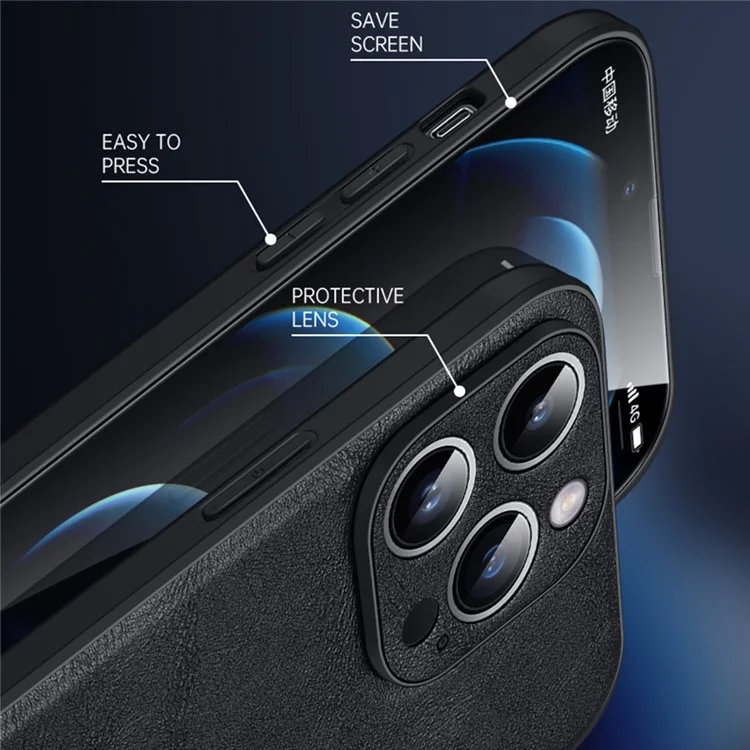 SULADA для чехла iPhone 16 Pro из натуральной кожи ПУ+ТПУ+ПК - Черный