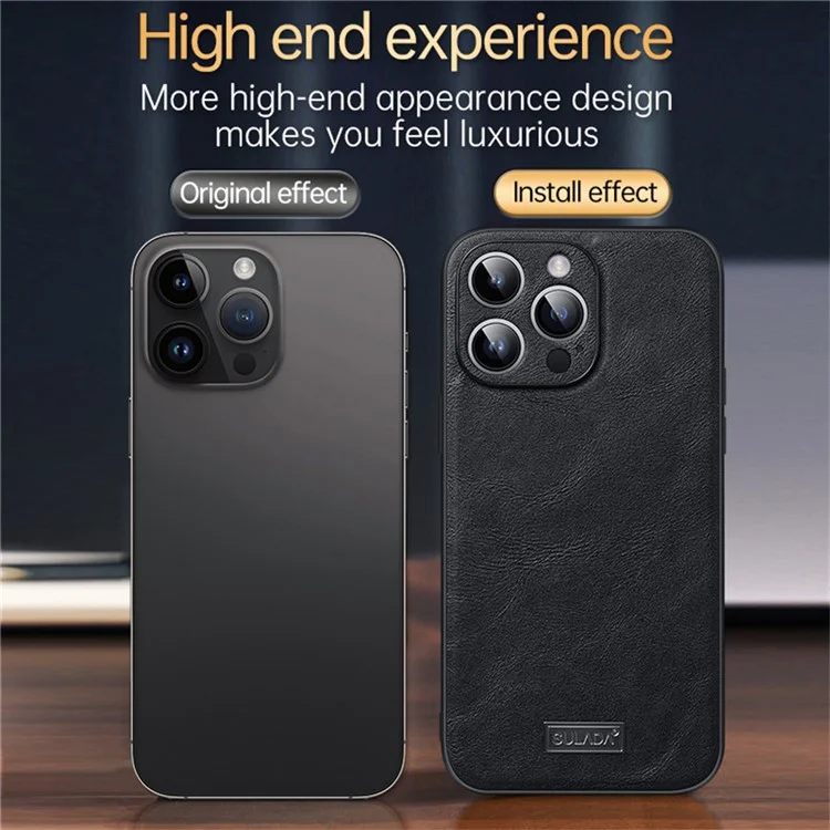 SULADA для чехла iPhone 16 Pro из натуральной кожи ПУ+ТПУ+ПК - Черный