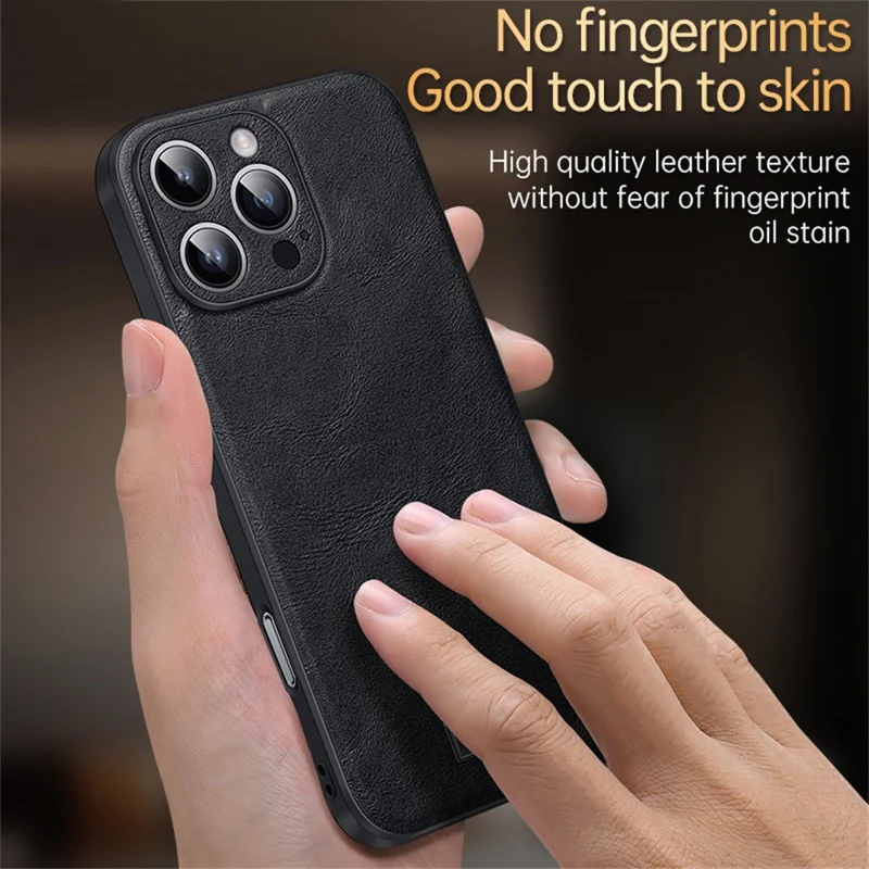 SULADA For iPhone 16 Pro Max Case PU Leather+TPU+PC Back Phone Cover - Black