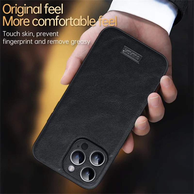SULADA For iPhone 16 Pro Max Case PU Leather+TPU+PC Back Phone Cover - Black