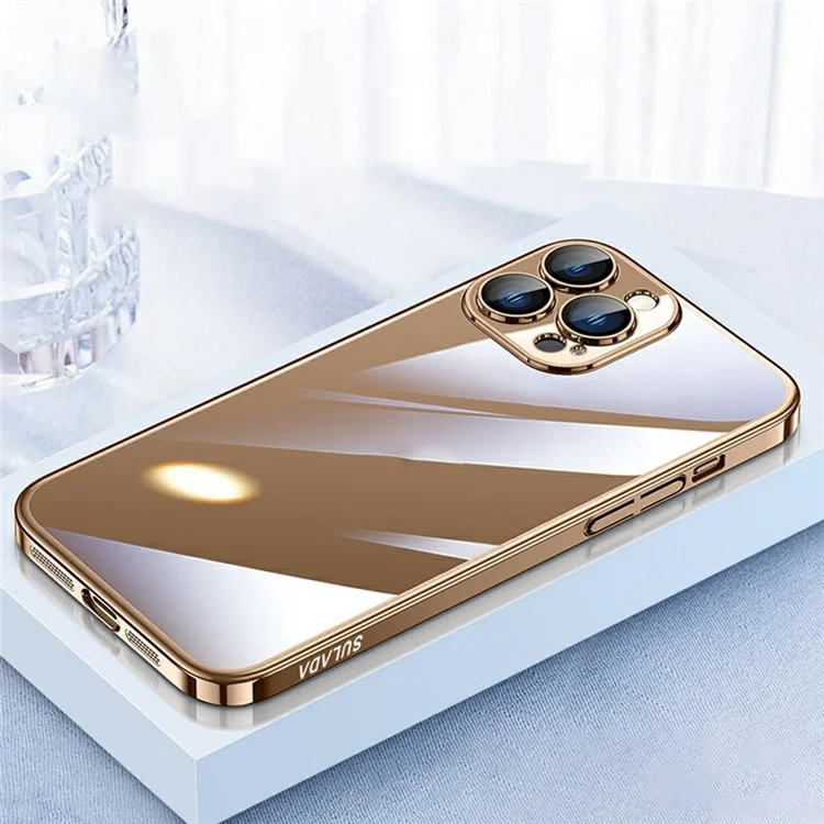 Série Sullada Jingjia Pour Iphone 16 Pro Clear Case Electroplate Hard PC Phone Case Avec Film D'objectif - or