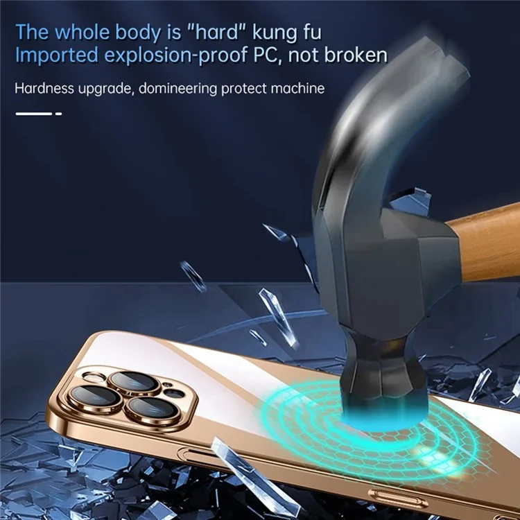 Serie Sulada Jingjia Para Iphone 16 Pro Max Clear Case Electroplating Hard PC Case Con Película de Lente - Oro