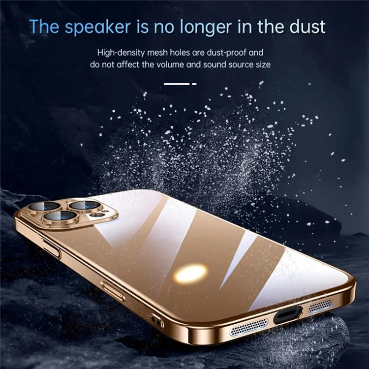 Serie Sulada Jingjia Para Iphone 16 Pro Max Clear Case Electroplating Hard PC Case Con Película de Lente - Oro