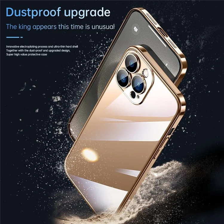 Serie Sulada Jingjia Para Iphone 16 Pro Max Clear Case Electroplating Hard PC Case Con Película de Lente - Oro