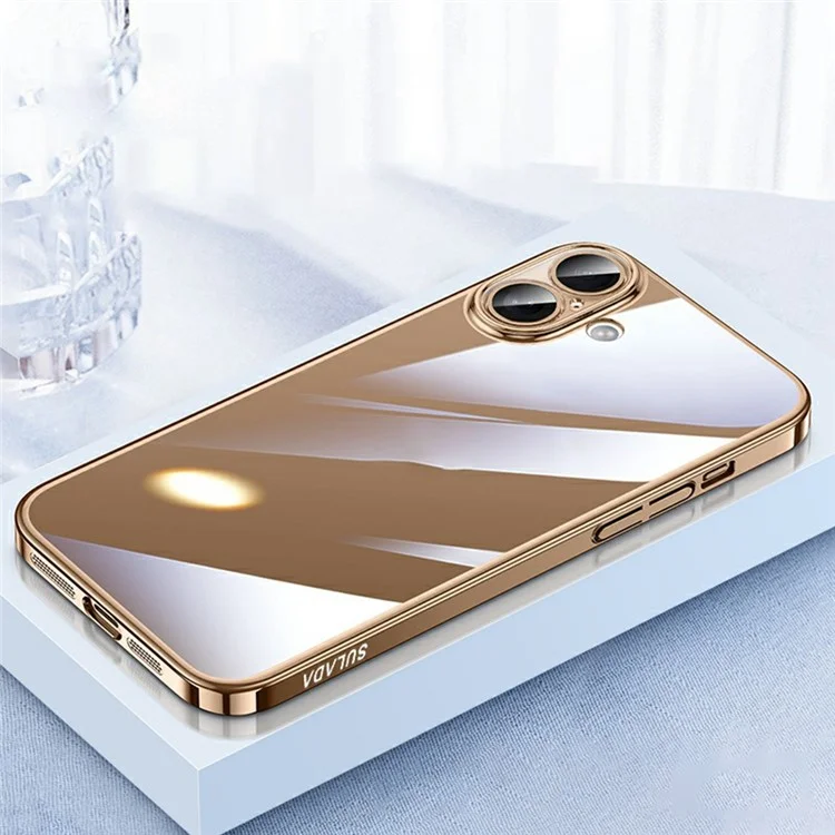 Série Sullada Jingjia Pour Iphone 16 Cleu Clear Electroplate Hard PC Phone Case Avec Film D'objectif - or